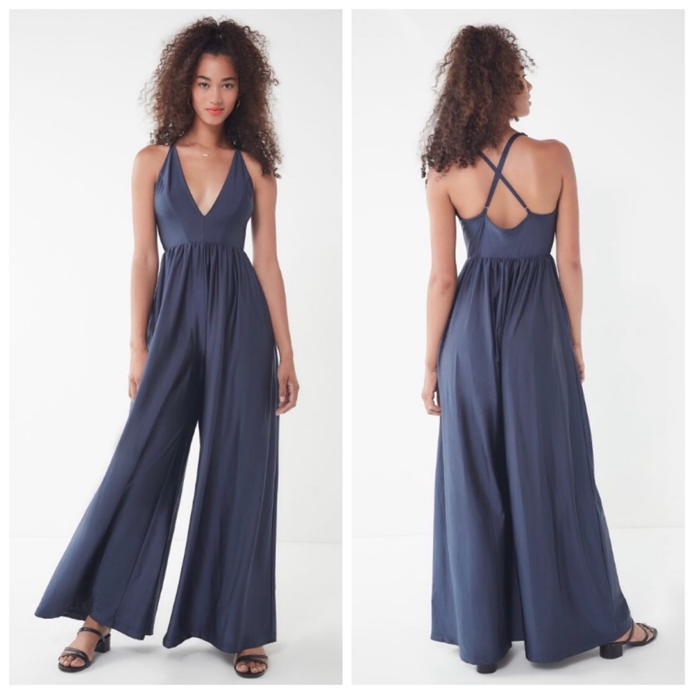 UO Flowy Navy Jumpsuit